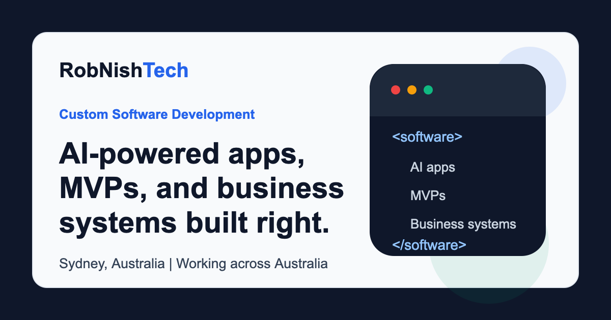 RobNish Tech — Custom Software Development, Sydney
